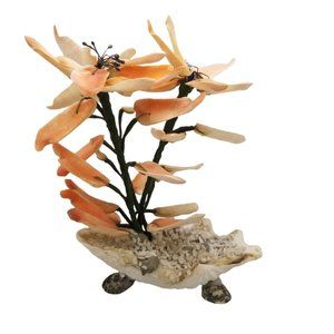 Bonsai Tree Shell Art Coffee Table Decor Flower Mid Century Beach house Vintage